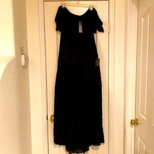 LULUs OFF-SHOULDER BLACK MAXI DRESS